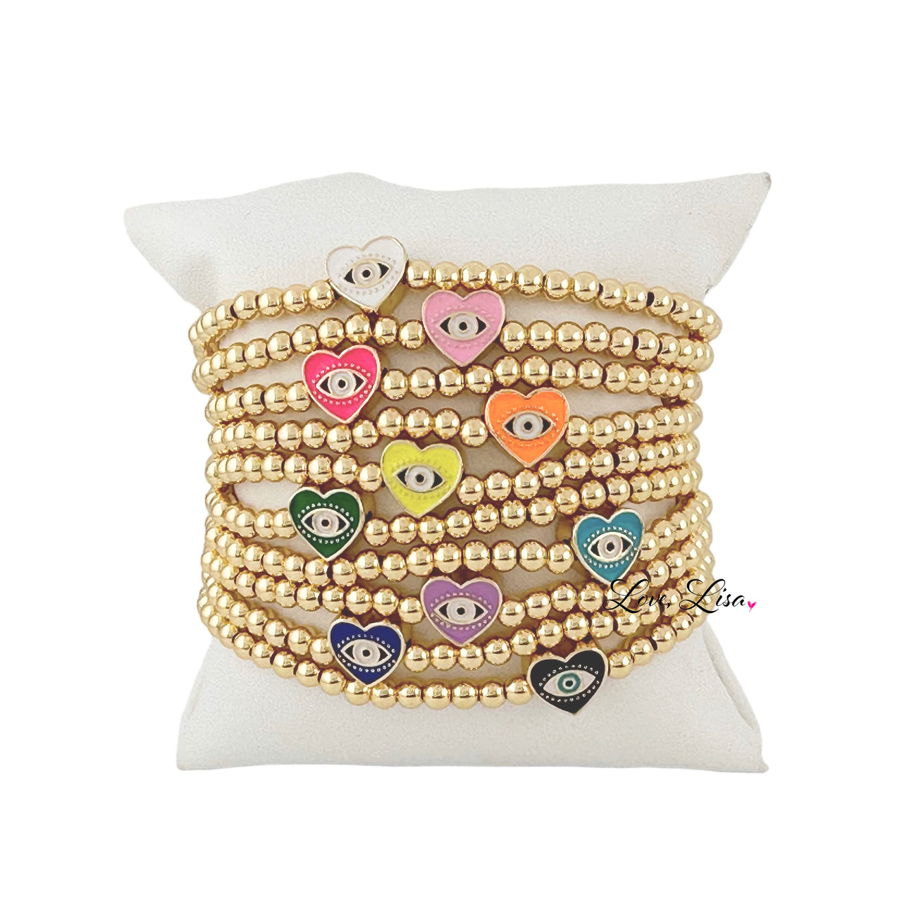 Sandi Enamel Heart Evil Eye Beaded Bracelet