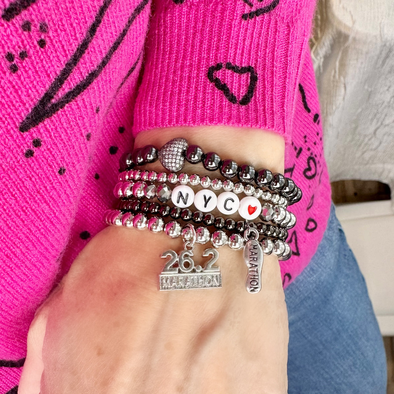 Marathon Lover Beaded Bracelet Stack