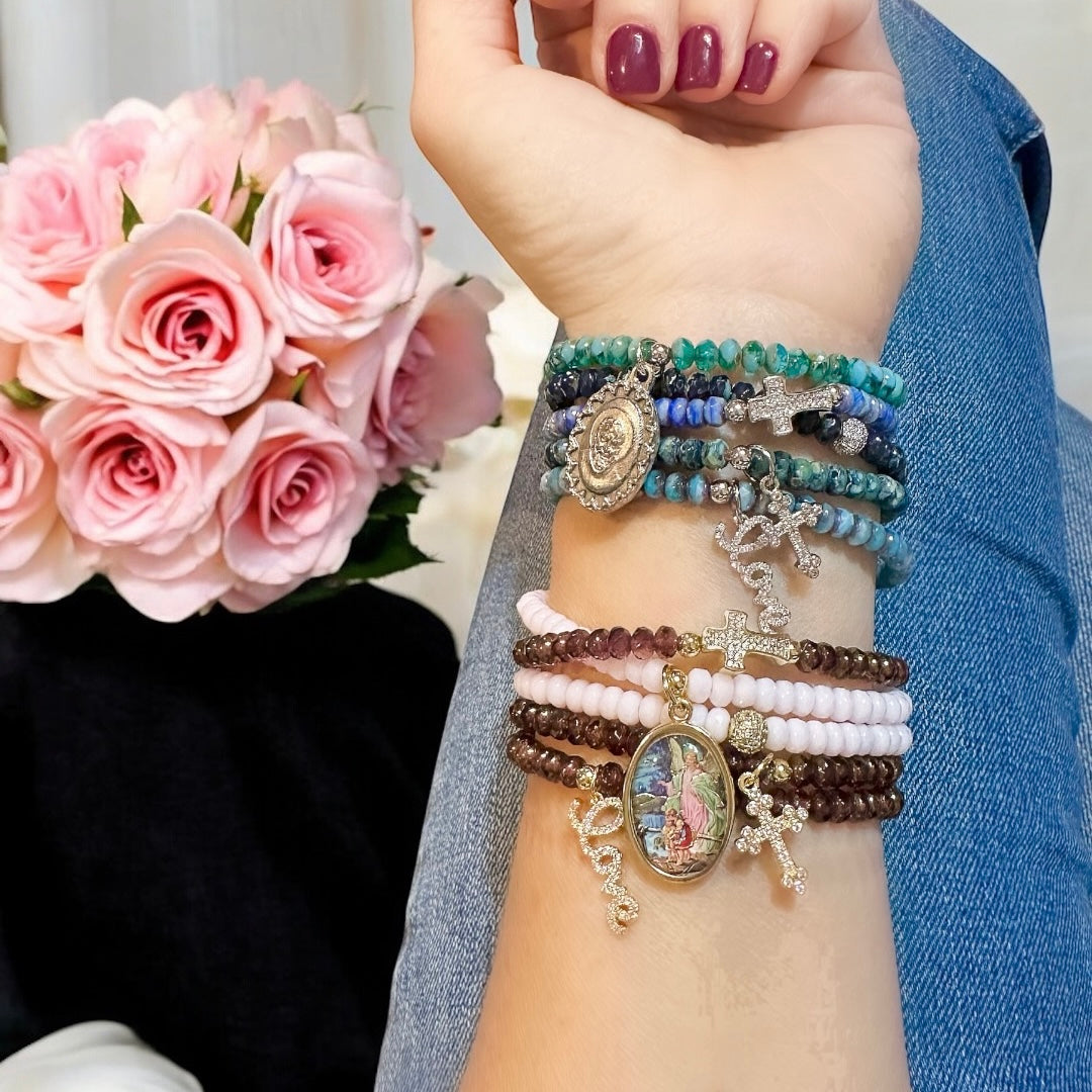 Harper Healing Stack of Catholic Crystal Bracelets