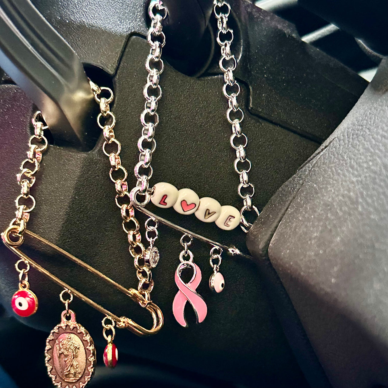 Breast Cancer Awareness Love Ribbon Car Pin