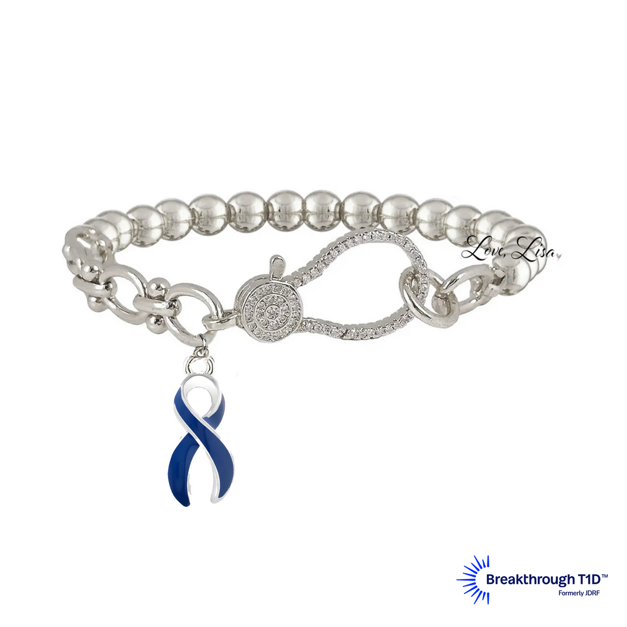 Larisa T1 Diabetes Awareness Ribbon Bracelet