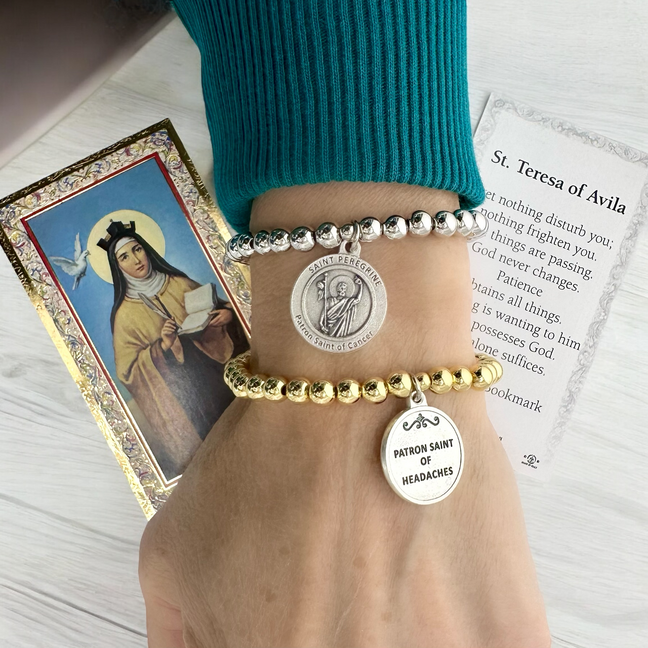 Saint Teresa of Avila (Patron Saint Of Headaches) Beaded Bracelet