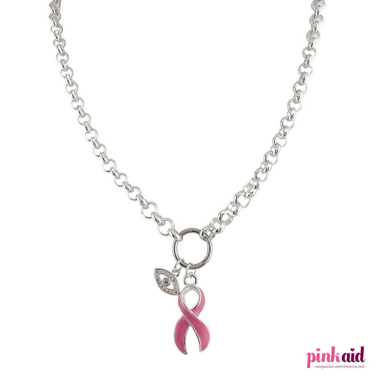 Reagan Breast Cancer Awareness Pink Ribbon Necklace