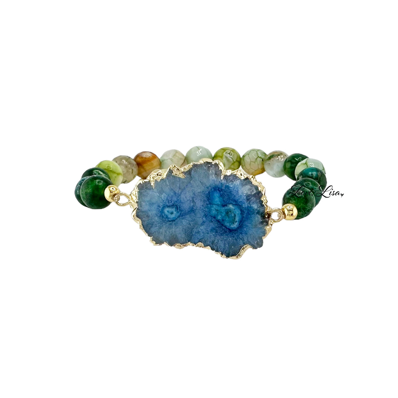 Celina Natural Druzy Gemstone Beaded Bracelet