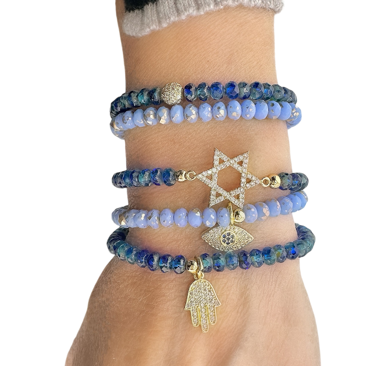 Harper Star Of David Protection Stack of Crystal Bracelets