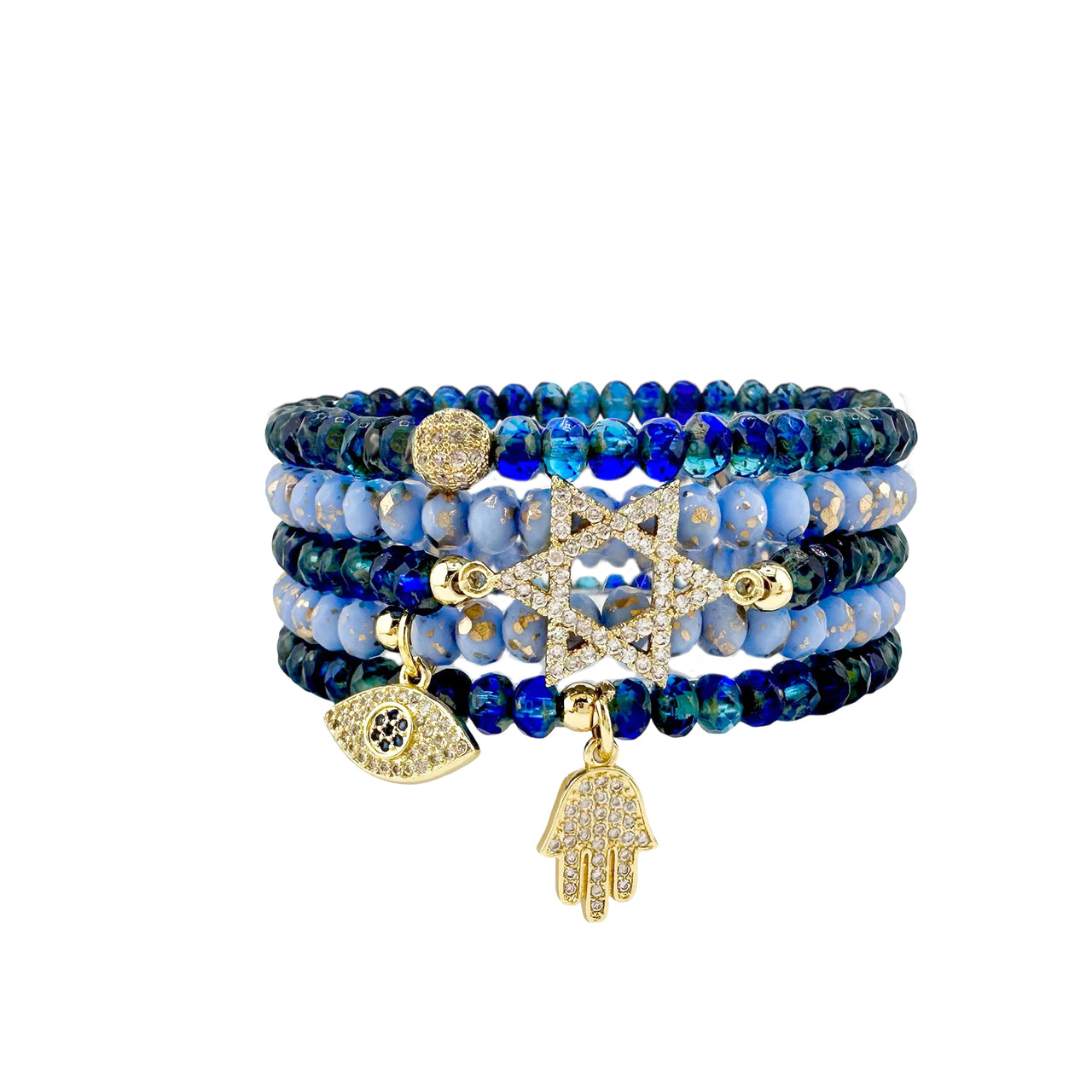 Harper Star Of David Protection Stack of Crystal Bracelets