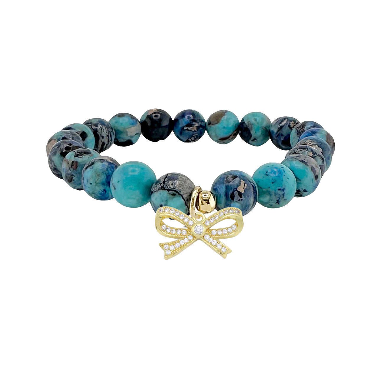 Pretty CZ Bow Gemstone Beaded Bracelet