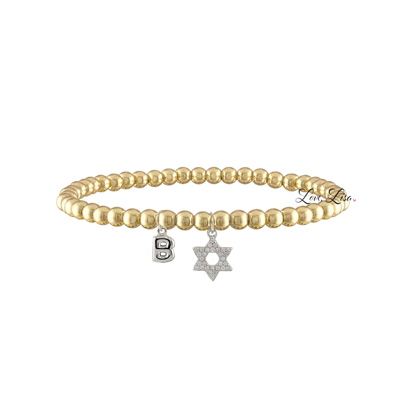 Lila Religious Bubble Letter Initial Bracelet