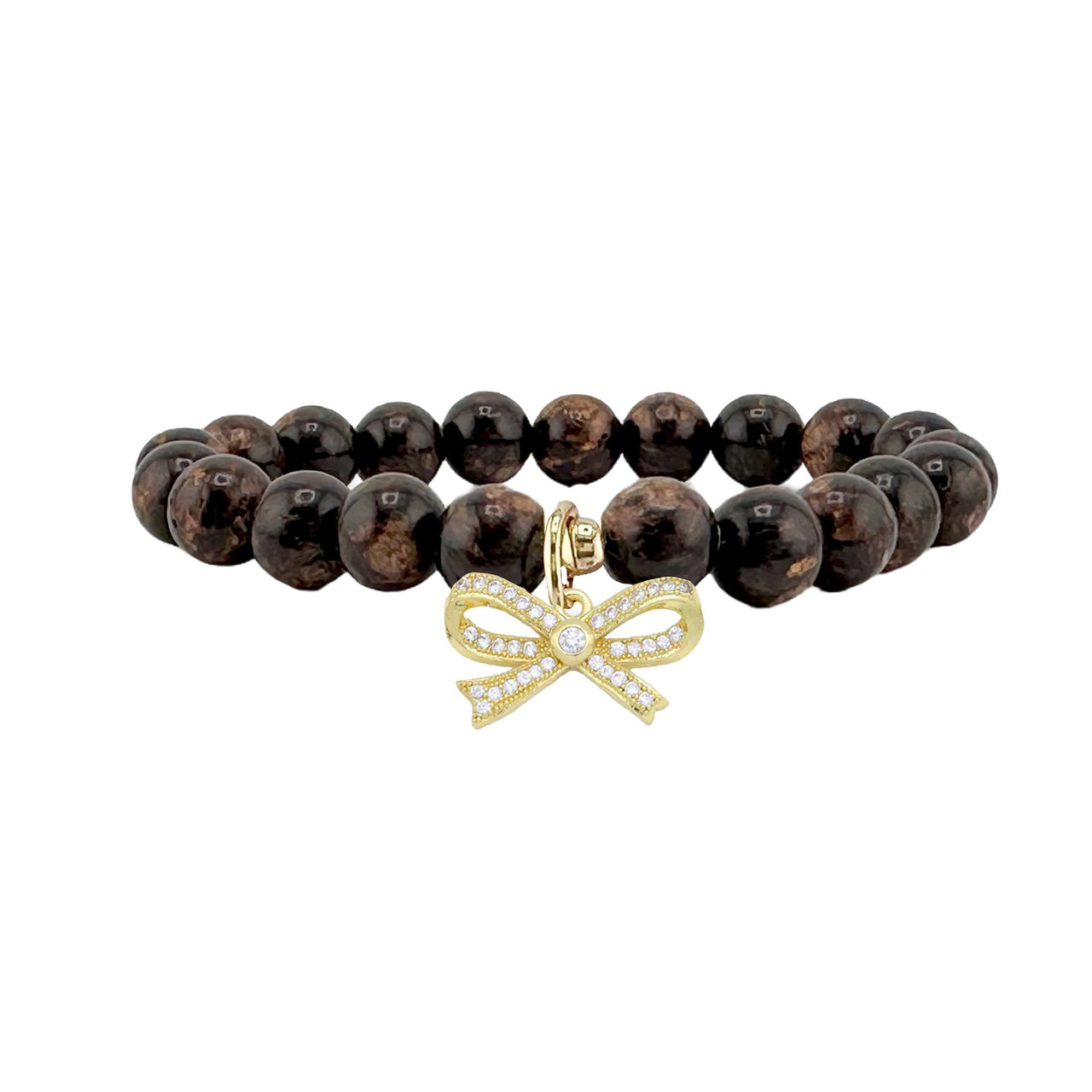 Pretty CZ Bow Gemstone Beaded Bracelet