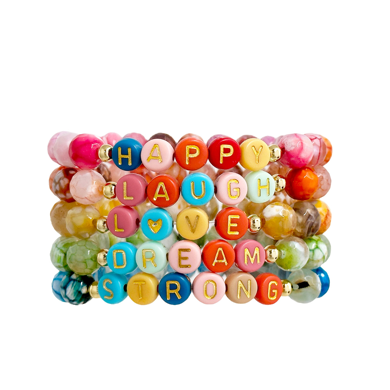 Scarletts Happy Stack of Gemstone Colorful Bracelets