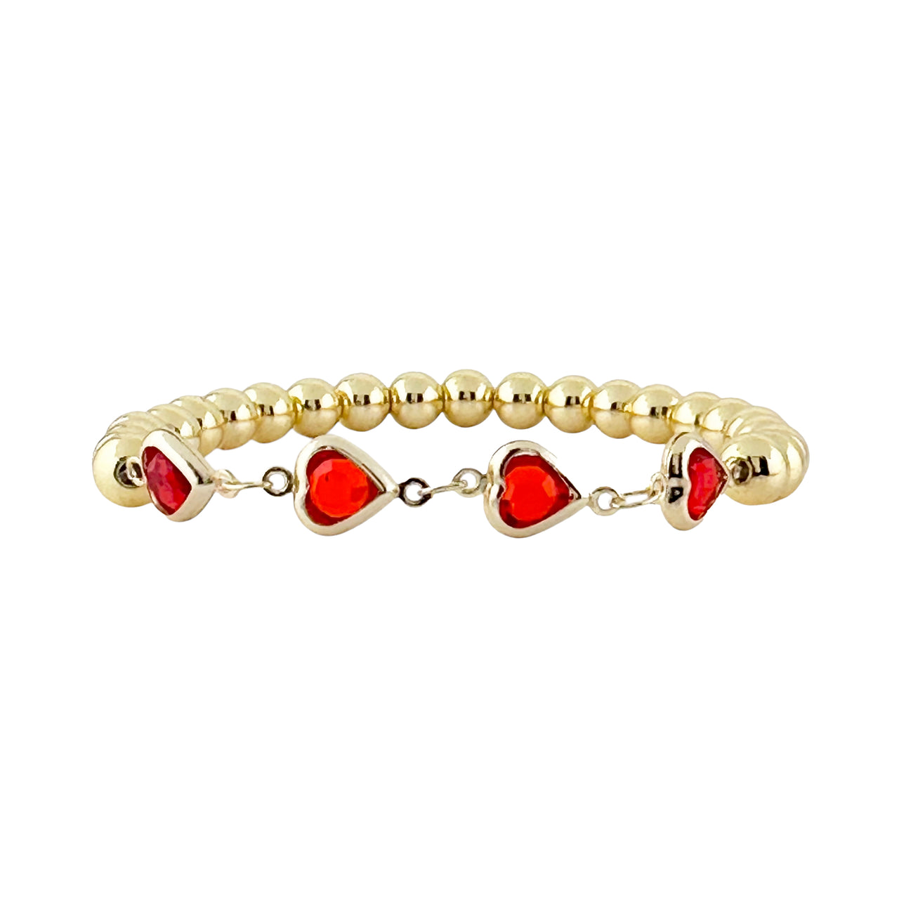 Scarlet Heartfire Beaded Bracelet