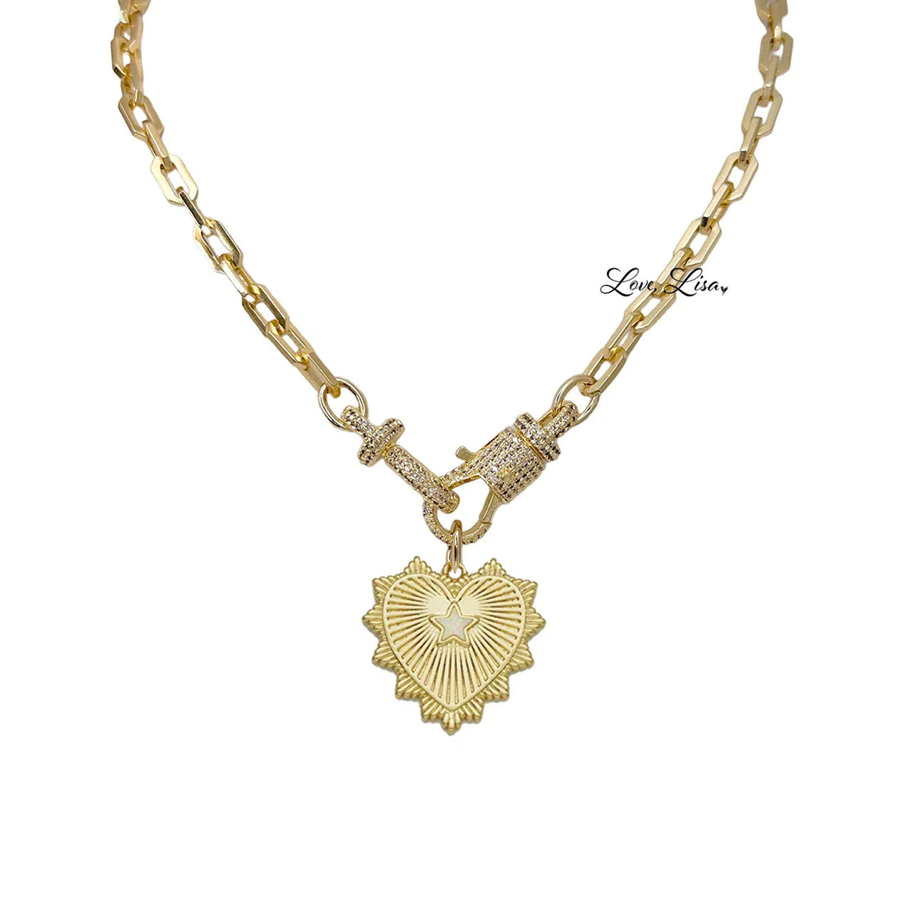 Elaine Elegant Heart Opal Star Necklace