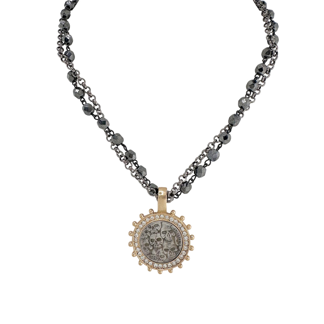 Midnight Luxe Skull Coin Necklace