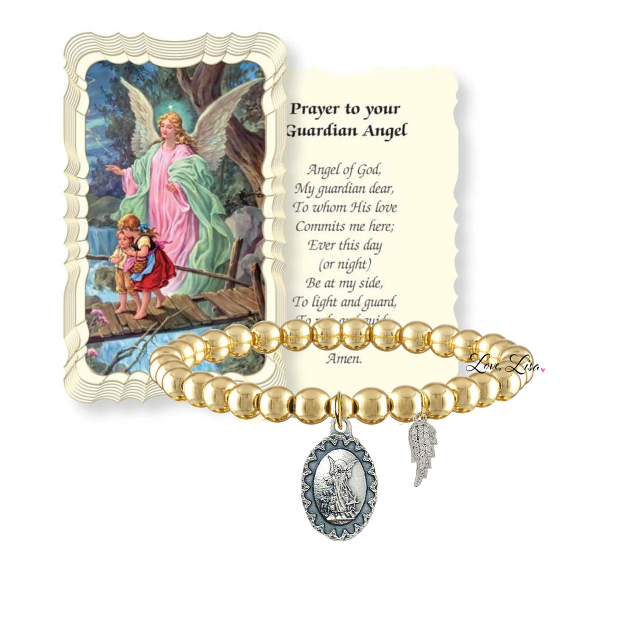 Guardian Angel & Wing Beaded Bracelet