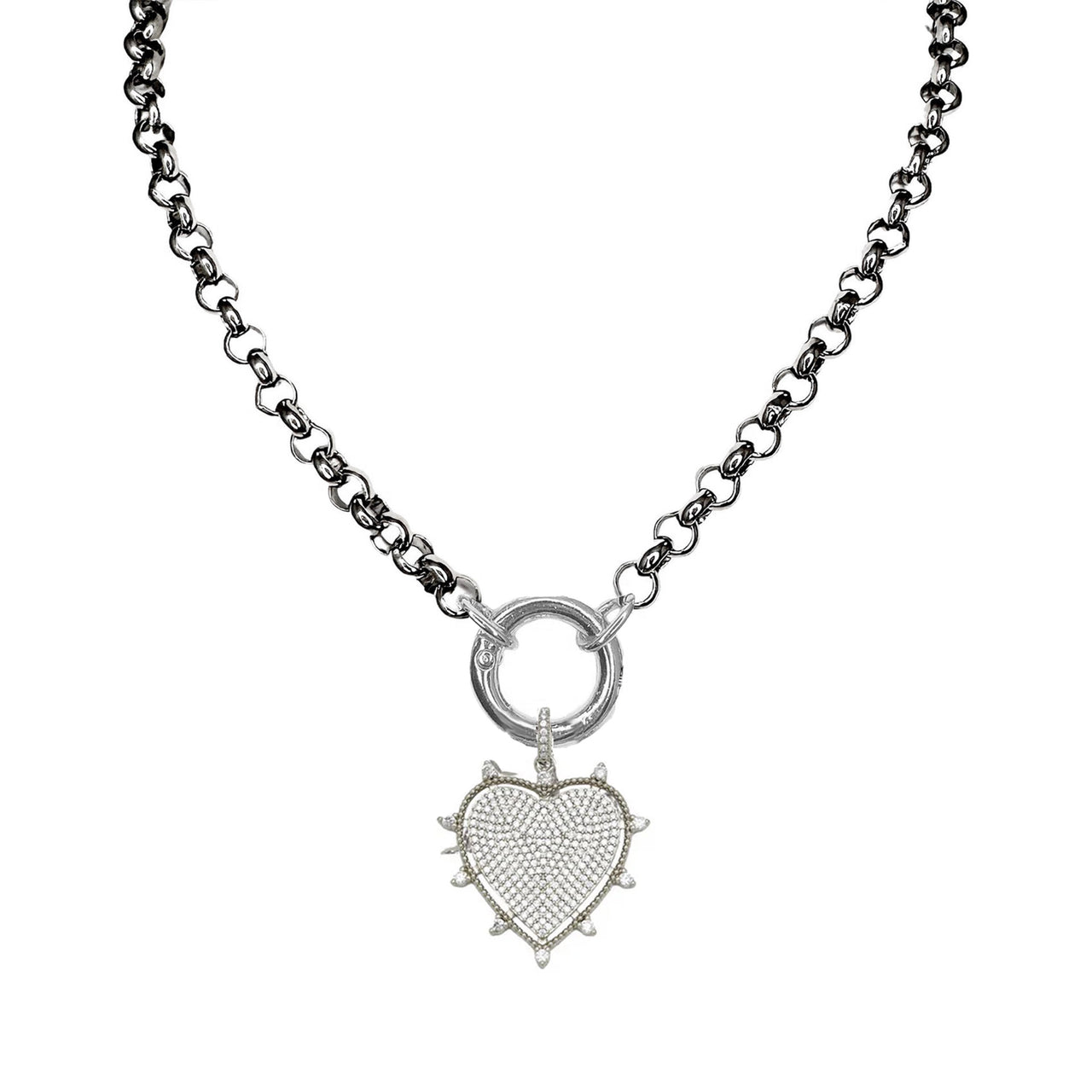 Lindsay CZ Heart Link Necklace