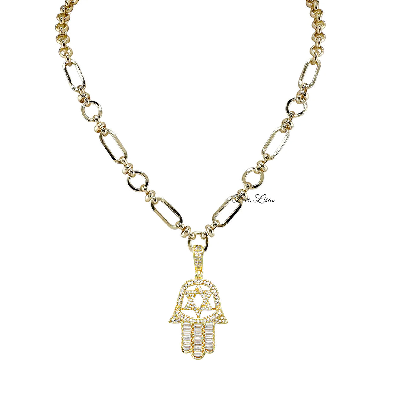 Hailey Hamsa Star of David Necklace