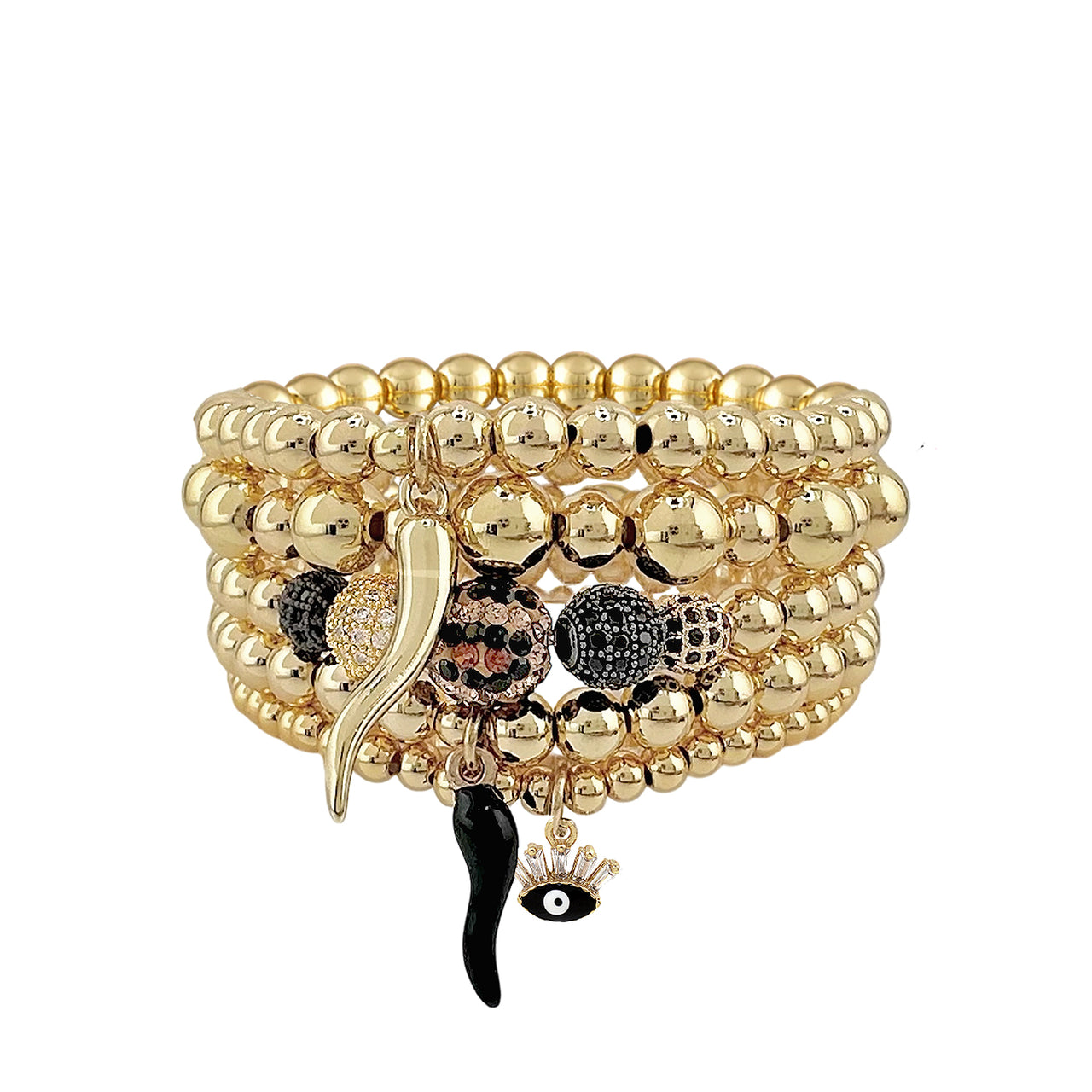 Gianna Leopard Italian Horn Stack of Bracelets