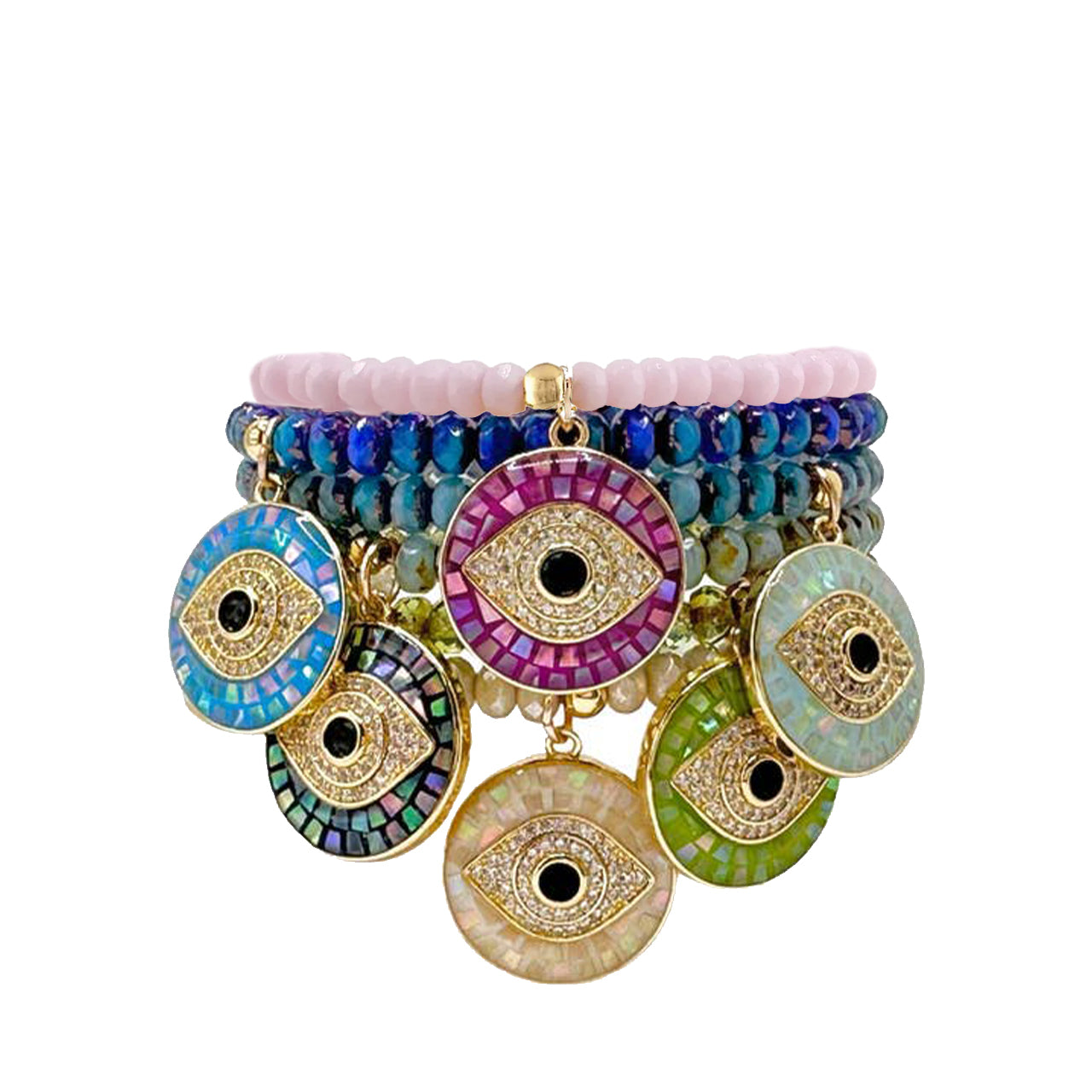 Harper Czech Crystal Bracelet With Mosaic Evil Eye Charm