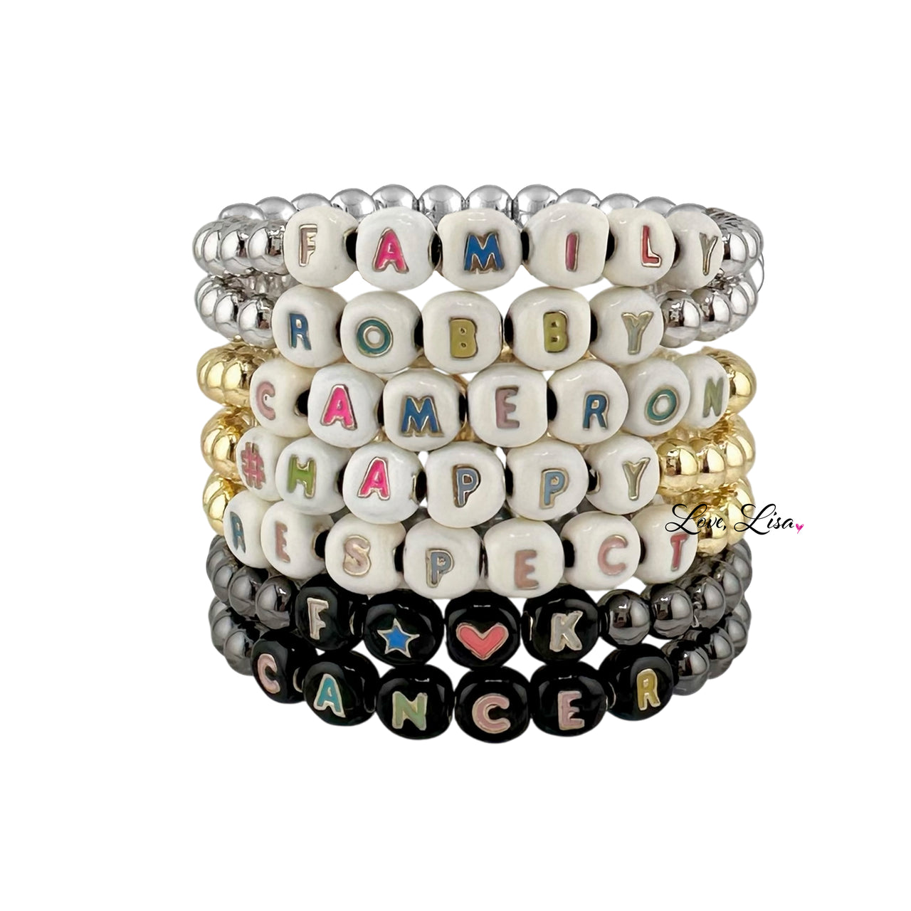 Mia Personalized Enamel Letter Bead Bracelets