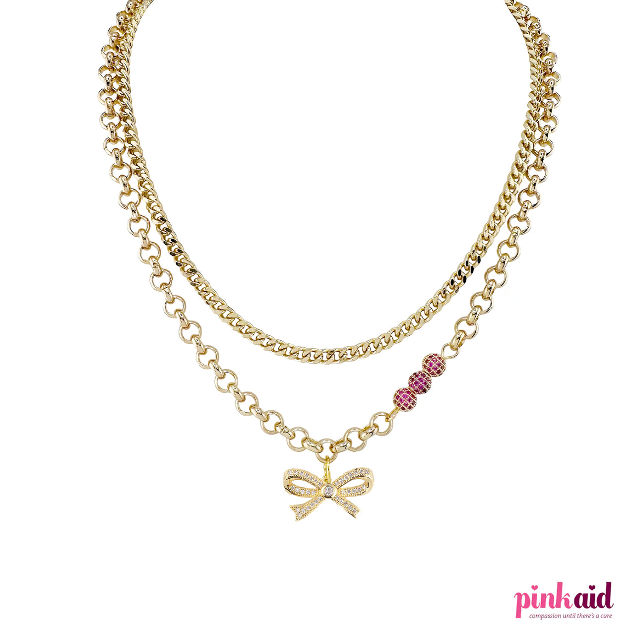 Gina Breast Cancer Awareness Bow Necklace