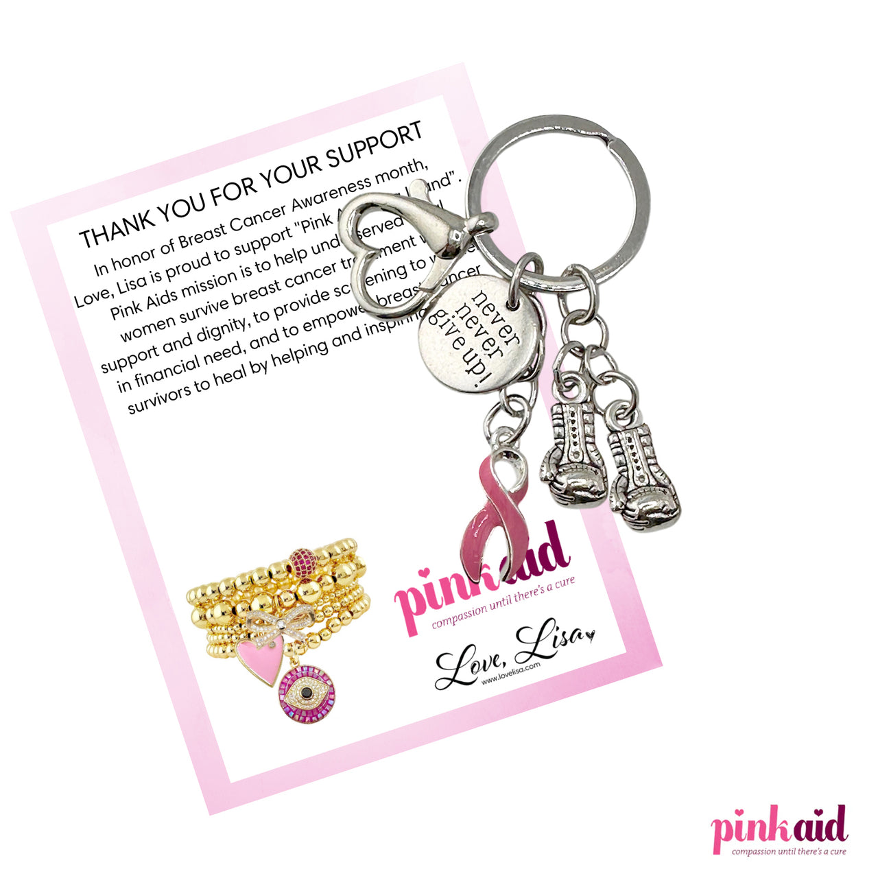 Breast Cancer Awareness Keychain Never Never Give Up