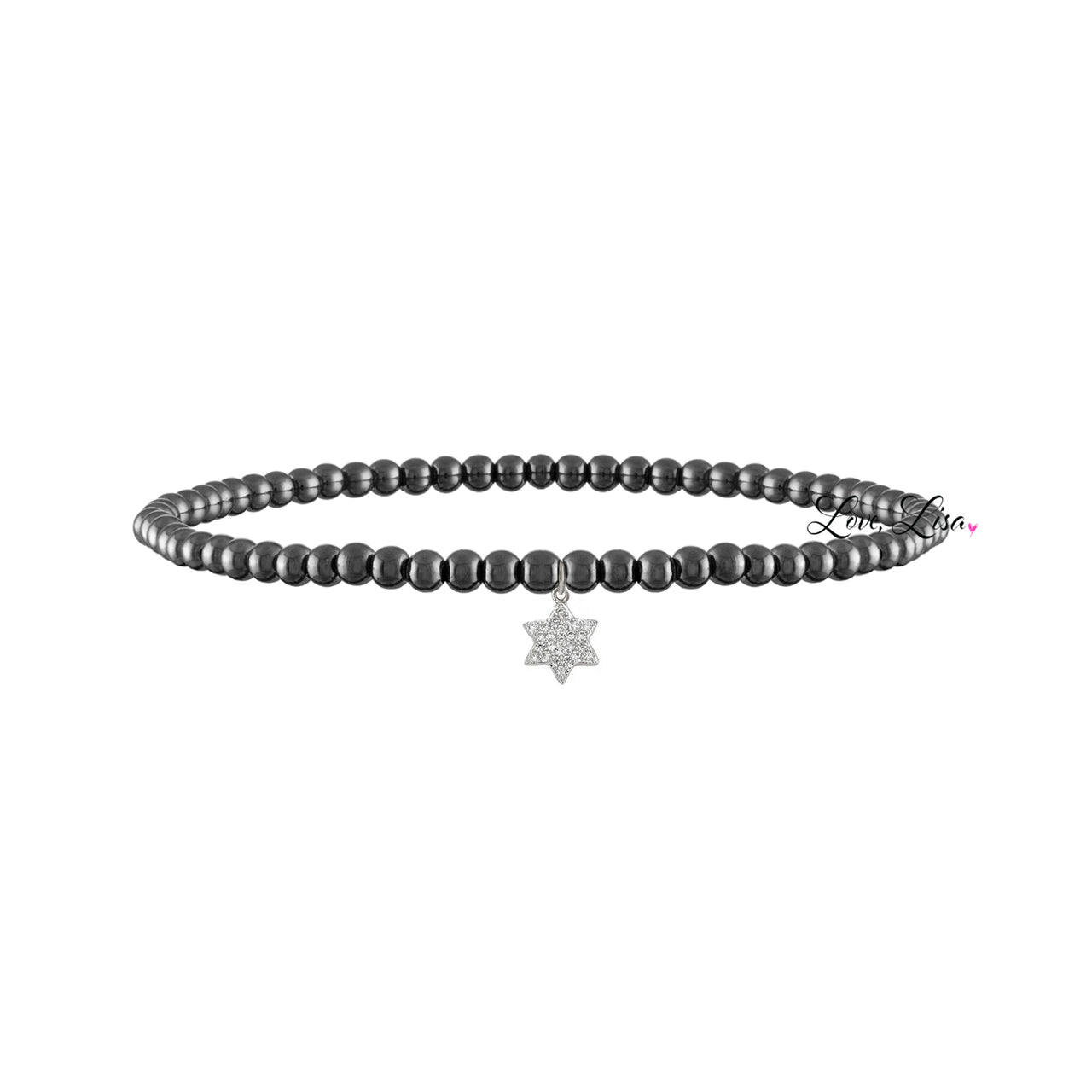 Sami  CZ Solid Star of David Charm Bracelet