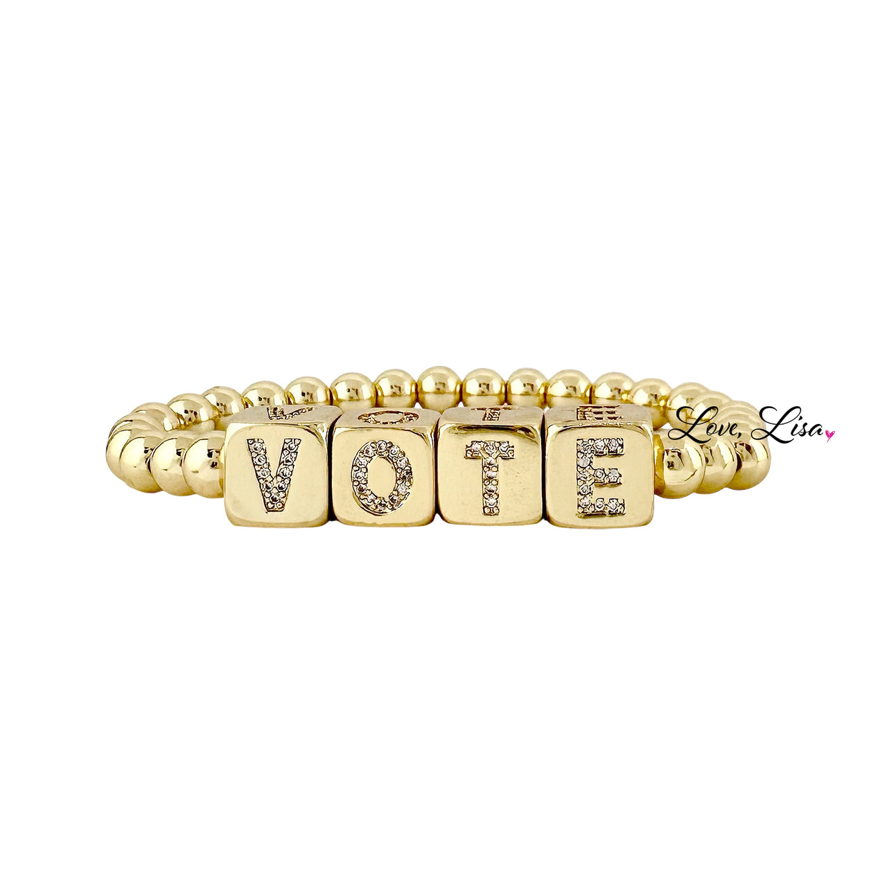 Let's VOTE Beaded Bracelet Gold & Silver