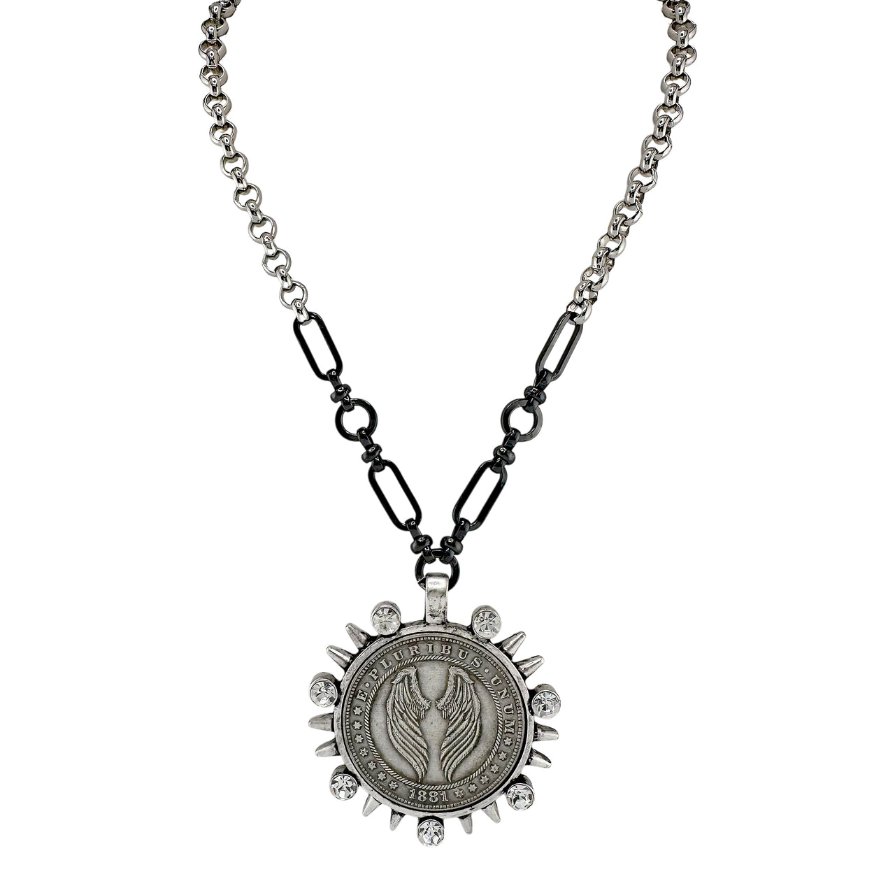 Celestial Angel Wings Coin Necklace